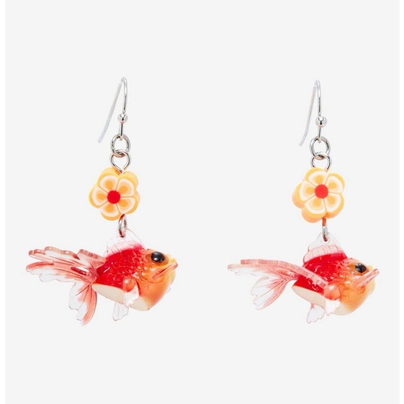 ⚜️Sweet Society Orange Gold Fish Earrings! NWT! - Picture 1 of 8